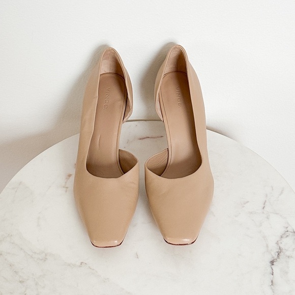 NEW VINCE Tiana Square Toe Leather Pump in Tan Size 10 - Picture 4 of 8